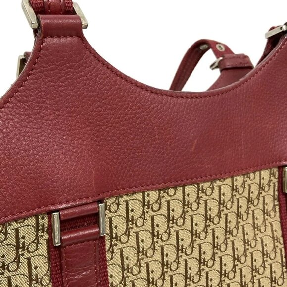 Auth DIOR/ChristianDior Street Chic/Trotter Beige Dark Brown Red Jacquard - Picture 14 of 16